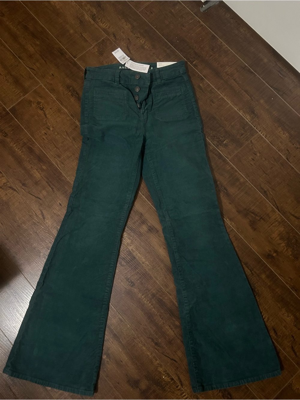 American Eagle Forest Green Corduroy Flare Pants